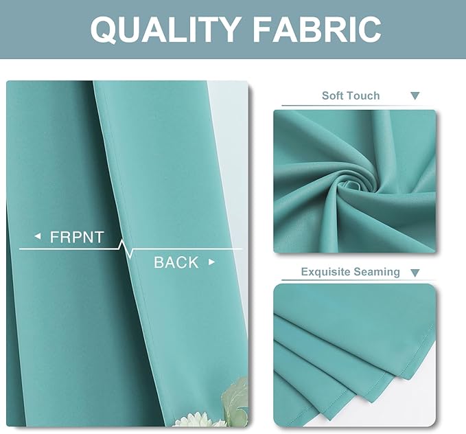 ChrisDowa Blackout Curtains 95 inches Long for Bedroom - 2 Panels Set Grommet Thermal Insulated Room Darkening Curtains for Living Room (Aqua, 52 x 95 Inch)