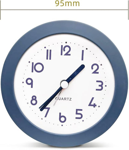 Alarm Clock with Backlight, 4.5 Inches Cute Analog Round Digital Quartz Clock, Non Ticking, Battery Operated ,Frosted Texture, Simply Design for Living Room, Bedroom ,Bedside, Desk Decorative (Blue)