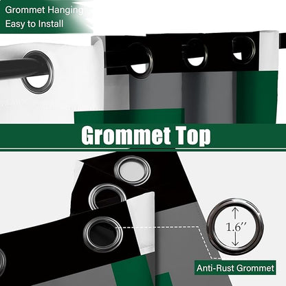 Green Blackout Curtains for Bedroom 84 inch Long 2 Panels Set Christmas Green Grey Modern Abstract Geometric Black Out Curtains Insulated Room Darkening Window Drapes for Living Room, 52Wx84L