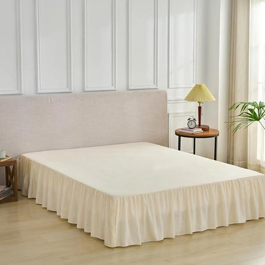 Bed Skirt Full Size Ruffled Bed Skirt with Split Corners, Full Bed Skirts 16 Inch Drop with Platform, 16'' Full, Beige
