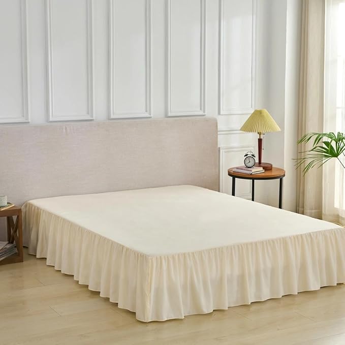 Bed Skirt Full Size Ruffled Bed Skirt with Split Corners, Full Bed Skirts 14 Inch Drop with Platform, 14'' Full, Beige