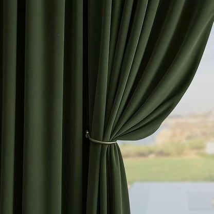 Joydeco Dark Olive Velvet Curtains 90 inch Length 2 Panels, Luxury Blackout Rod Pocket Thermal Insulated Window Curtains, Super Soft Room Darkening Drapes for Living Room Bedroom,W52 x L90 inches