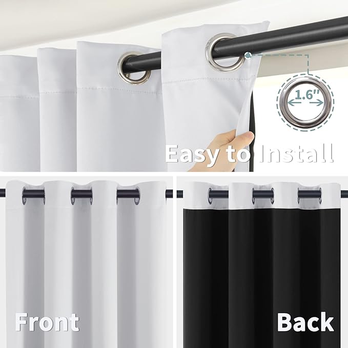 BGment Greyish White 100% Blackout Curtains for Living Room 72 Inch Length 2 Panels, Thermal Insulated Full Light Blocking Energy Save Window Drapes for Nursery Bedroom Darkening, 42 Inch Wide Each