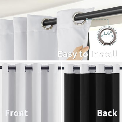 BGment Greyish White 100% Blackout Curtains for Living Room 84 Inch Length 2 Panels, Thermal Insulated Full Light Blocking Energy Save Window Drapes for Nursery Bedroom Darkening, 60 Inch Wide Each