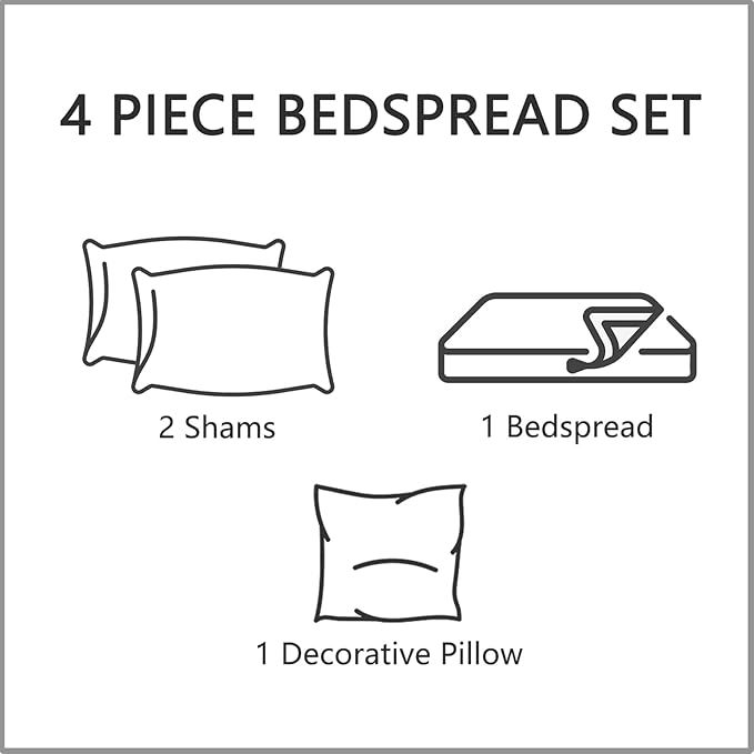 CHIXIN Oversized Bedspread Coverlet Set King Size - Lightweight Bedding Cover - Ultrasonic Quilting - 5 Piece Reversible Bedspread - Elegant Damask Paisley Pattern (King, Light Grey)