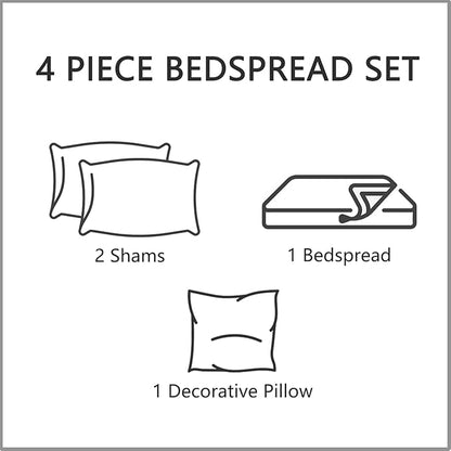 CHIXIN Bedspread Coverlet Quilt Set Full Size - Lightweight Bedding Cover - Beautiful Stitching - 5 Piece Reversible Bedspread - Gorgeous Damask Paisley Pattern (Full, Dark Grey)