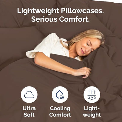 Queen Pillow Cases Set of 10 - Ultra Soft Hotel Quality Pillowcase Covers - Comfy & Wrinkle Free - Shrink, Stain and Fade Resistant - Easy-Care, Machine Washable Pillow Protectors - 10 Pcs Set - Brown