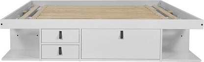 memomad Bali Storage Platform Bed with Drawers (King Size, Off White)