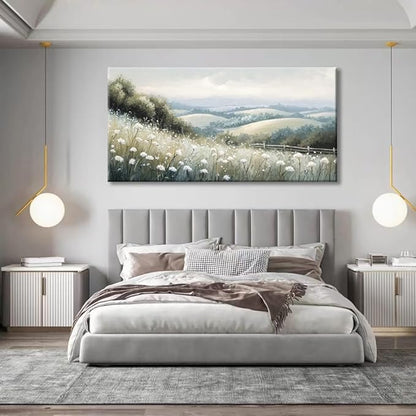 Sea of Flowers Canvas Wall Art - Modern landscape Paintings for Living Room, Bedroom Wall Decor, Framed Wall Art for Home or Office Decoration, Large Art 60x120cm(24x48in)