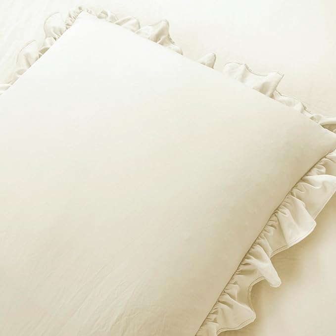 Lush Decor Ruffle Skirt Bedspread Set - 2-Piece Luxurious Farmhouse Bedding - Elegant Ruffle Detail - Timeless Style - Soft Lightweight Sheets - Twin, Ivory