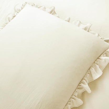 Lush Decor Ruffle Skirt Bedspread Set - 3-Piece Luxurious Farmhouse Bedding - Elegant Ruffle Detail - Timeless Style - Soft Lightweight Sheets - King, Ivory