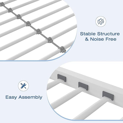 VECELO Bunk Bed Twin Over Twin, Metal Bunkbeds with Ladder and Full-Length Guardrail, No Box Spring Needed, Space Saving, Noise Free, White