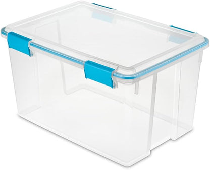 Sterilite 4-Pack Gasket Box, Weather-Resistant Storage Bins with Latching Lids, 54 Quart - Heavy-Duty Organizing Containers for Closet, Bathroom, and Office