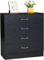 Karl home Black 4 Drawer Dresser for Bedroom, Modern Nightstand Storage Chest of Drawer, Wooden Side Table End Table, Living Room, Reception Room