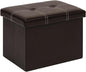 B FSOBEIIALEO Folding Storage Ottoman Cube, Faux Leather Footrest Seat Coffee Table, Brown 16.5"x12.6"x12.6"