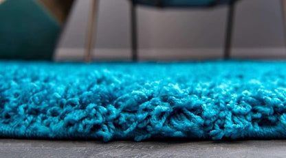 Unique Loom Solid Shag Collection Area Rug (2' 6" x 16' 5" Runner, Turquoise)