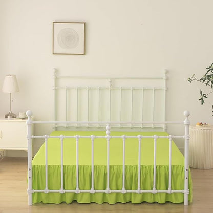 Bed Skirt Full Size Ruffled Bed Skirt with Split Corners, 14 Inch Drop Dust Ruffle Bed Skirts with Platform, Gathered Style, 100% Microfiber, Lime