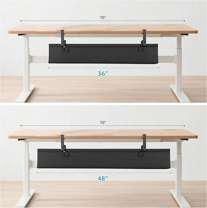 Oxford Cloth Under Desk Cable Management Tray,No-Drill 48" Desk Cable Management Organizer with Clip/Screw Installation,Holds Up to 70 lbs,Fabric Cable Management for Home,Office & Gaming Computer
