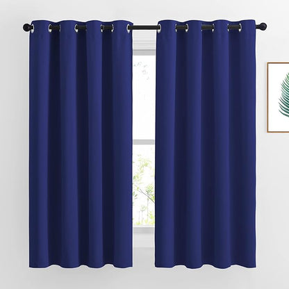 NICETOWN Blackout Window Curtains and Drapes - Thermal Insulated Solid Grommet Top Blackout Panels/Draperies for Kid's Room (Navy Blue, 1 Pair, 52 x 63 Inch)