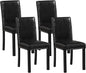 Giantex Black Dining Chairs Set of 4, Faux Leather Upholstered Parsons Kitchen Chairs with Solid Rubber & Bent Wood Legs, Thick Padded Seat, Armless Side Chairs for Living Dining Room Restaurant