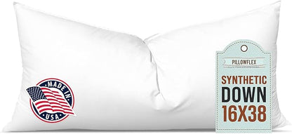 Pillowflex Synthetic Down Pillow Insert - 16x38 Down Alternative Pillow, Ultra Soft, Large Rectangle Body Sleeping Pillow, Kilim, Long, Back - 1 Decorative Pillow Form