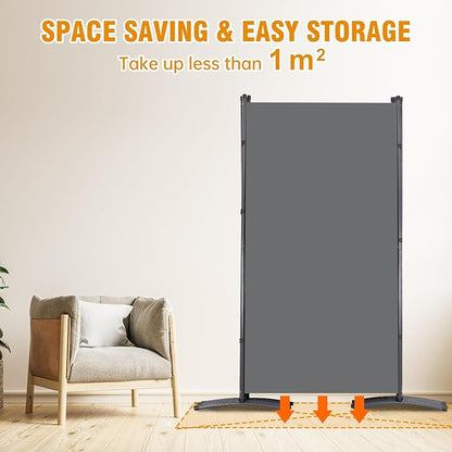 6 Panel Folding Privacy Screens, 6 FT Tall Wall Divider with Metal Frame, Freestanding Room Divider for Office Bedroom Study (6 Panel, Grey)