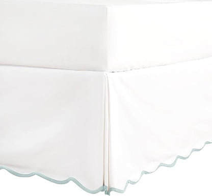 HIG Off-White Chic Twin XL Bed Skirt - Easy Fit Scallop Edge Pleated Bedskirts, 14 Inch Drop Anti-Slip Dust Ruffle, Thick Fabric for Enhanced Privacy, Pre-Washed for Long-Lasting Use(N60022)