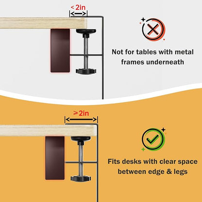 DELAMU 25'' Upgraded Cord Management, No Dill Under Desk Cable Tray with F-Clamp, Metal Cable Management Tray to Under Desk Organizer for Home Office, 1 Pack, Black