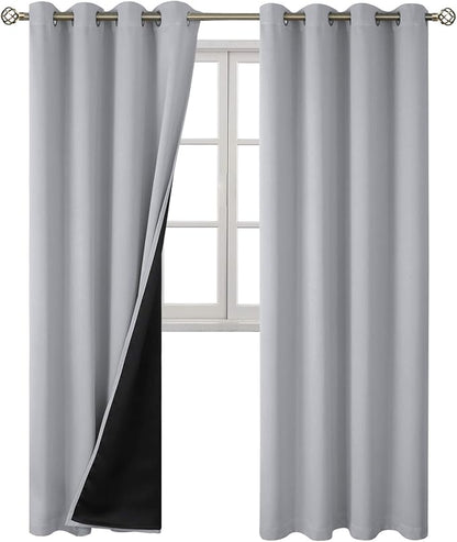 BGment Light Grey Blackout Curtains 95 Inches Long 2 Panels Set for Living Room, Thermal Insulated 100% Light Blocking Curtains & Drapes, Grommet Soundproof Curtains for Bedroom Window, Each 52 Wide