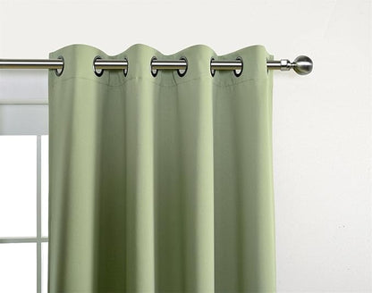 MIUCO 1 Pair Thermal Insulated Grommet 52-Inch-by-63-Inch Blackout Window Curtain Panels with 2 Tie Backs, Sage