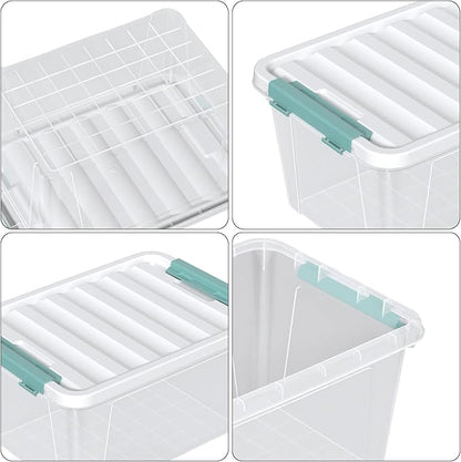 20 Quart Clear Storage Box, Set of 6 Plastic Latching Bins with Lids