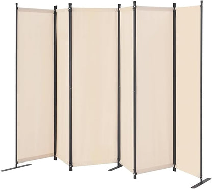 VEVOR Room Divider, 6 Panel Room Divider, Folding Privacy Screen and Portable Partition Divider for Room Separation, Freestanding Room Partitions for Office, Bedroom, Study, Beige