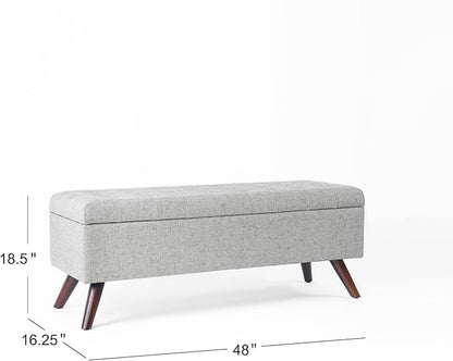 HomePop Modern Tufted Storage Bench|Homepop Home Décor|Bench with Storage for Living Room & Bedroom - Gray Woven