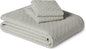 Amazon Basics Brushed Microfiber Quilt Set, Extra Soft with Natural Texture, 3-Piece,Queen/Full, Grey