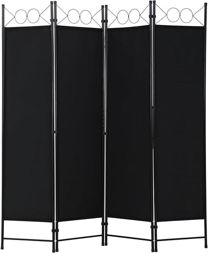 FDW 4 Panel Room Divider and Folding Portable Partition Screen, 6FT Wall Divider Screen for Dorm Bedroom Office, Coal Black