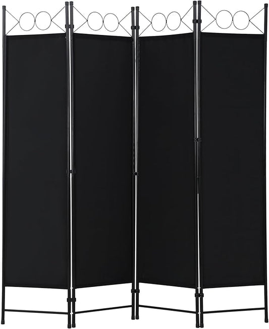 FDW 4 Panel Room Divider and Folding Portable Partition Screen, 6FT Wall Divider Screen for Dorm Bedroom Office, Coal Black