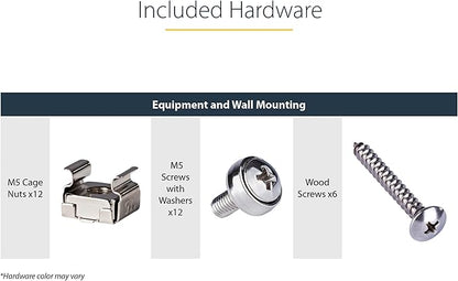 StarTech.com 3U 19" Wall Mount Vertical Rack Bracket, Wall Mount Patch Panel Bracket for Data/AV/IT/Computer Equipment, 3U Rack for Cabinet or Server Room, Supports 150lb (68kg) , TAA (RK319WALLV)