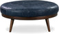 POLY & BARK Gio Ottoman – 30” Round with Feather-Down Topper – Full-Grain Leather Upholstery – Couch Ottoman for Living Room – Vintage Italian Leather in Midnight Blue