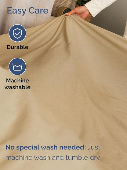 Extra Deep Queen Sheet Set - 6 Piece Breathable and Cooling Sheets - Hotel Luxury Bed Sheets Set - Easy Fit - Soft, Wrinkle Free and Comfy Sheets Set - Heathered Tan Sheet Set with Extra Deep Pockets