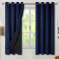 BGment Thermal Insulated 100% Blackout Curtains for Bedroom with Black Liner, Double Layer Full Room Darkening Noise Reducing Grommet Curtain (52 x 63 Inch, Navy Blue, 2 Panels)
