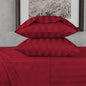 URBANHUT 800 Thread Count 100% Cotton Damask Twin Size Sheets, 4 Piece Striped Twin Size Bedsheets, Luxury Hotel Sheets Sateen Weave - Better Than Egyptian, 14" Elasticized Deep Pocket- Burgundy