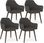 Giantex Upholstered Dining Chairs Set of 4, Mid Century Kitchen Chairs with Solid Wood Legs, Wrap-Around Backrest, Modern Accent Armchair for Living Room, Dining Room, Bedroom, Dark Grey