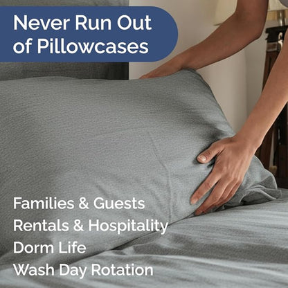 Queen Pillow Cases Set of 8 - Ultra Soft Hotel Quality Pillowcase Covers - Comfy & Wrinkle Free - Shrink, Stain and Fade Resistant - Machine Washable Pillow Protectors - 8 Piece Set - Heathered Grey