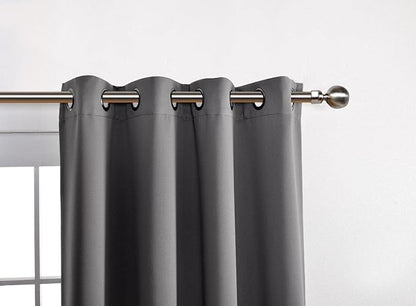 MIUCO 1 Pair Thermal Insulated Grommet 52-Inch-by-63-Inch Blackout Window Curtain Panels with 2 Tie Backs, Grey