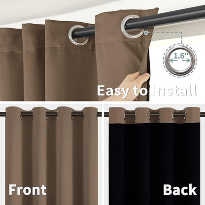 BGment Short 100% Blackout Curtains for Bedroom, Thermal Insulated Energy Efficiency Noise Reducing Grommet Curtains 54 Inch Length with Liner for Small Window 2 Panels Each 52 Inch Wide, Taupe