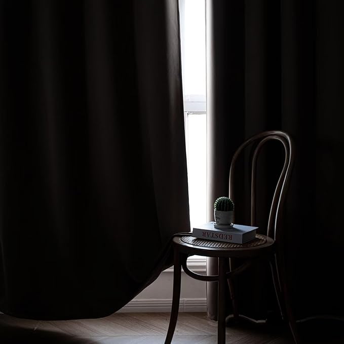 Blackout Curtains 84 Inch Length 2 Panels Set, Black Out Curtains for Bedroom 84 Inch Long, Rod Pocket Energy Saving Room Darkening Drapes for Living Room Window Khaki(W52 x L84)