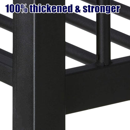 TSAMPA Latest Upgraded & Stronger Metal Bunk Bed Twin XL Over Queen Size, More Stable & Safer Steel Heavy Duty Bunkbed Frame with Twin Size Trundle (Twin XL Over Queen)