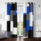 Blue Gray 100% Blackout Curtains for Bedroom 63 inch Length 2 Panels Set White Grey Modern Abstract Geometric Black Out Curtains Insulated Room Darkening Window Drapes for Living Room, 42Wx63L