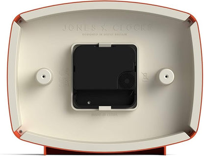 JONES CLOCKS® Film Desk Clock | Retro Rectangular Design | Orange | Retro Design, Blending mid Century Style with a Punchy Modern Finish for Shelf, Table, Mantel or Bedside
