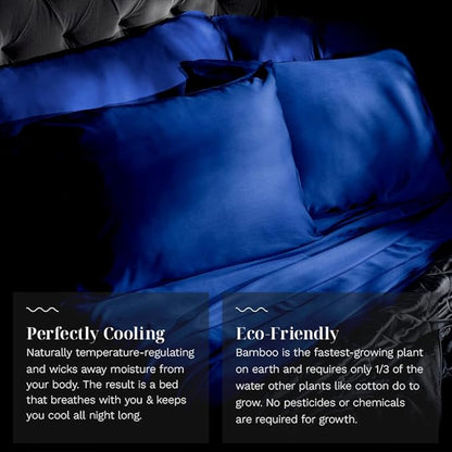 LUXOME Luxury Sheet Set | 100% Rayon (Viscose) from Bamboo | Full Size - Sapphire | Deep Pockets | 4-Piece Set (Fitted, Flat, 2 Pillowcases)